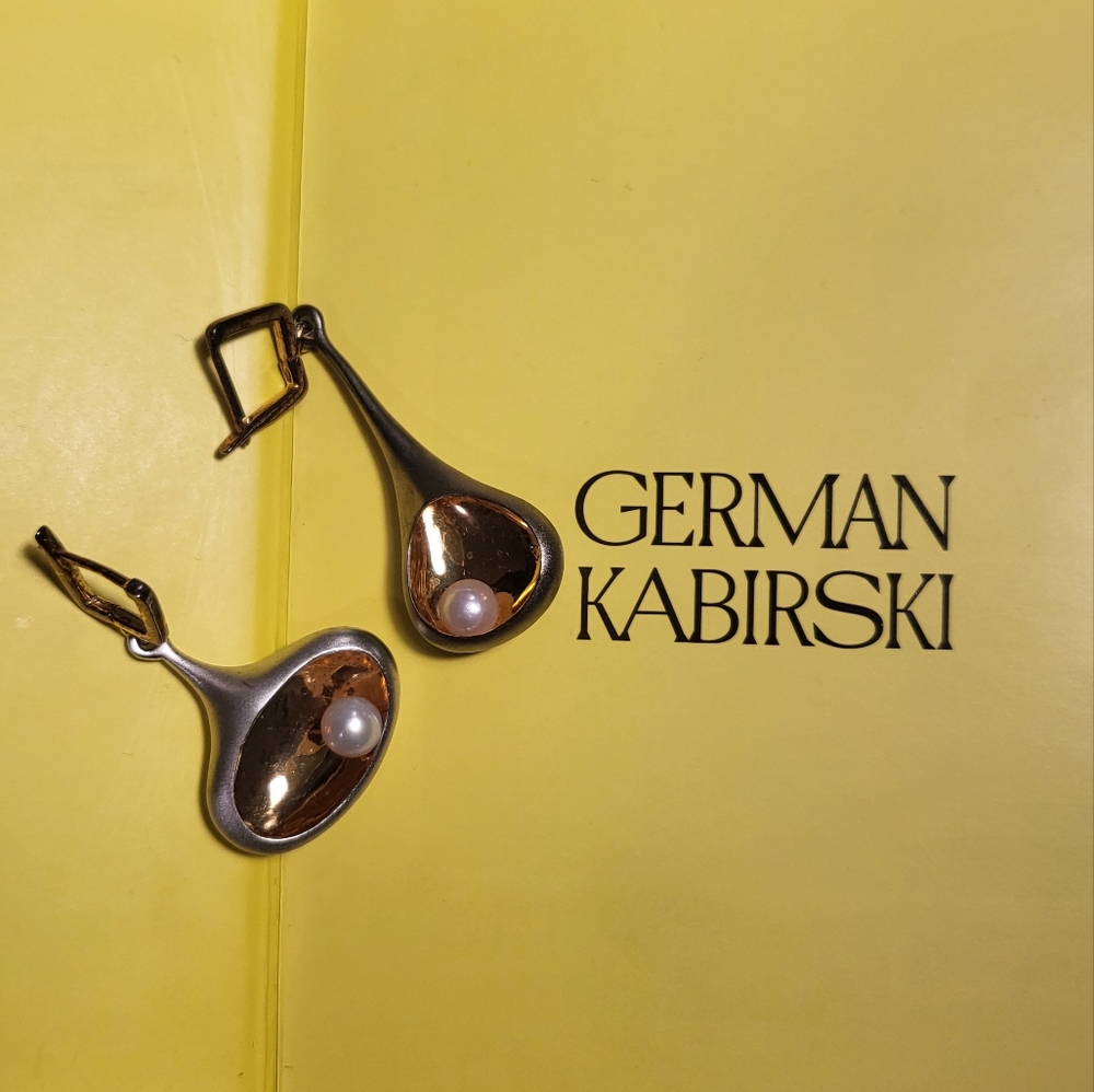 German kabirski diadema earrings pearl luxury modern dangle asymmetrical
